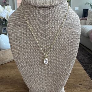 💜 Melinda Maria Drop of Perfection Gold Necklace with Clear Teardrop Pendant